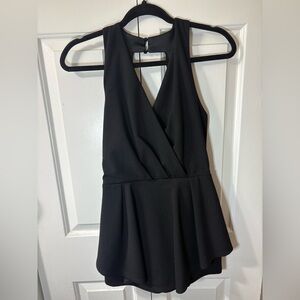 Purple Snow Elegant Black V-neck Romper Dress